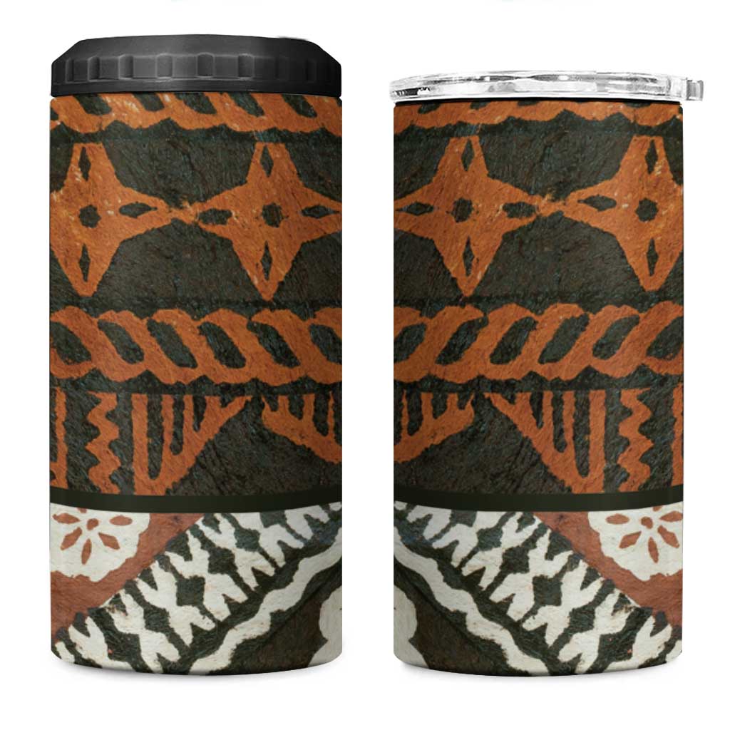 Bula Fiji Tapa 4 in 1 Can Cooler Tumbler Fijian Masi Vintage Vibes - Polynesian Pride