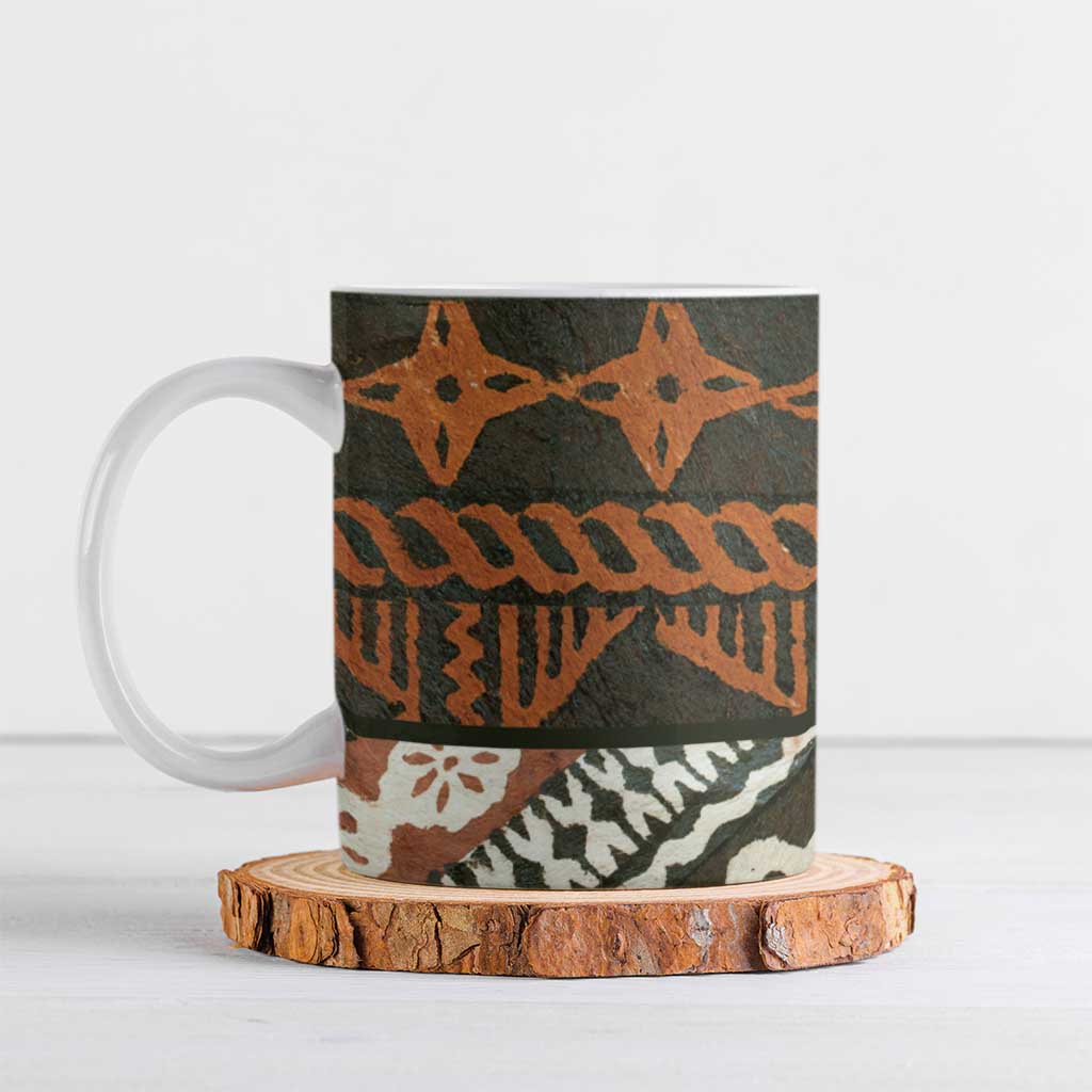 Bula Fiji Tapa Ceramic Mug Fijian Masi Vintage Vibes - Polynesian Pride