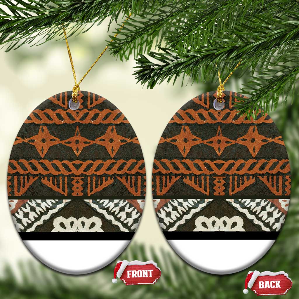 Bula Fiji Tapa Ceramic Ornament Fijian Masi Vintage Vibes - Polynesian Pride