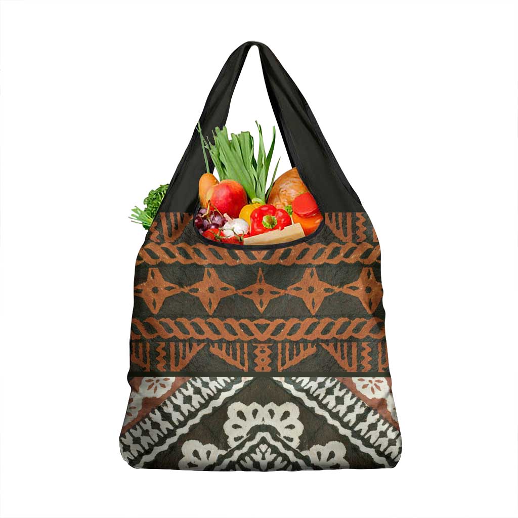 Bula Fiji Tapa Grocery Bag Fijian Masi Vintage Vibes LT14 1-pack One Size Brown - Polynesian Pride