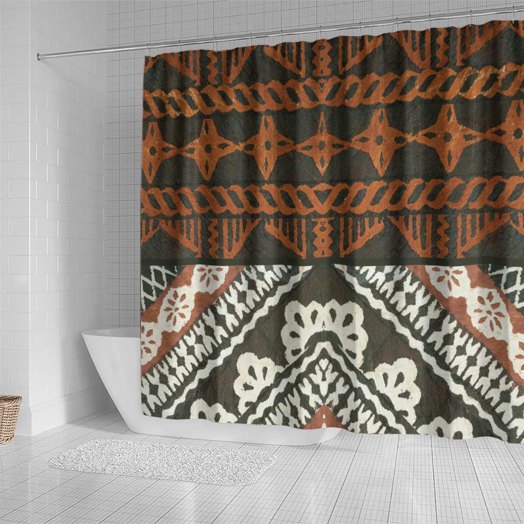 Bula Fiji Tapa Shower Curtain Fijian Masi Vintage Vibes - Polynesian Pride