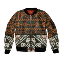 Bula Fiji Tapa Sleeve Zip Bomber Jacket Fijian Masi Vintage Vibes - Polynesian Pride