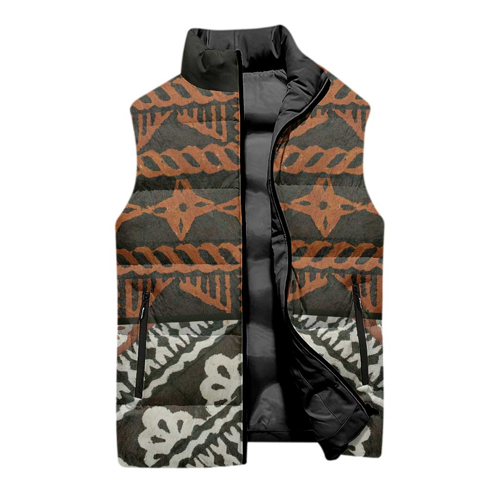 Bula Fiji Tapa Sleeveless Puffer Jacket Fijian Masi Vintage Vibes - Polynesian Pride