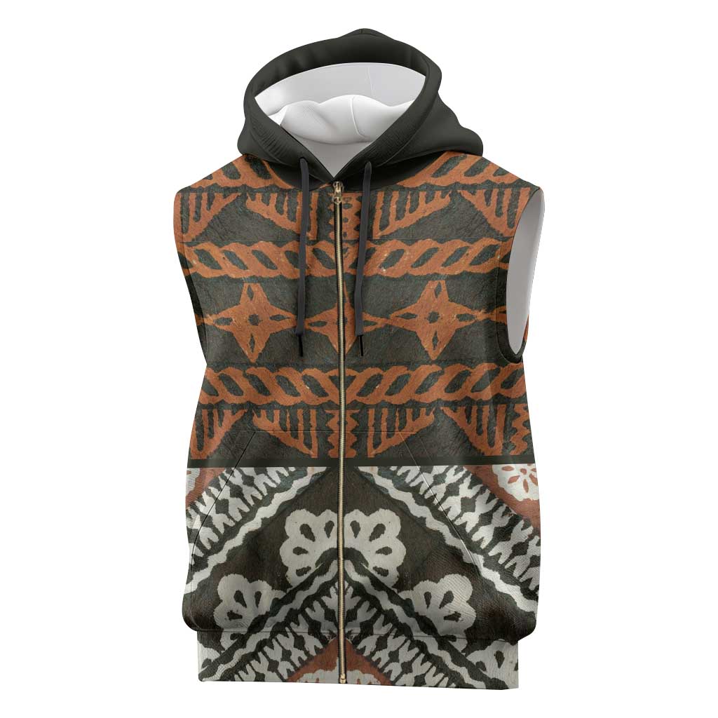 Bula Fiji Tapa Sleeveless Zip Hoodie Fijian Masi Vintage Vibes - Polynesian Pride