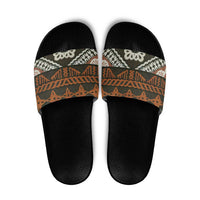 Bula Fiji Tapa Slide Sandals Fijian Masi Vintage Vibes LT14 Brown - Polynesian Pride