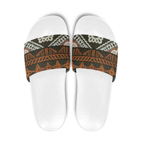 Bula Fiji Tapa Slide Sandals Fijian Masi Vintage Vibes LT14 Brown - Polynesian Pride