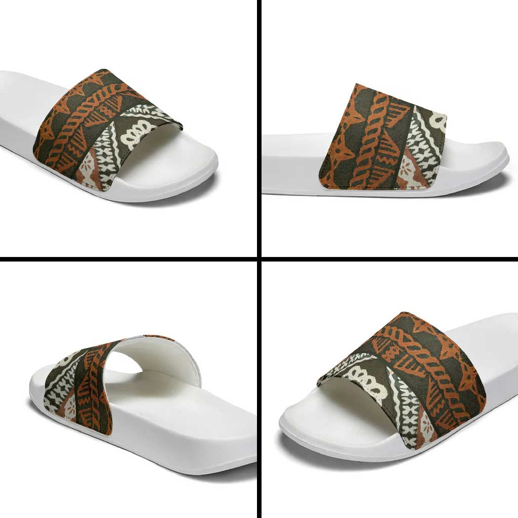 Bula Fiji Tapa Slide Sandals Fijian Masi Vintage Vibes LT14 - Polynesian Pride