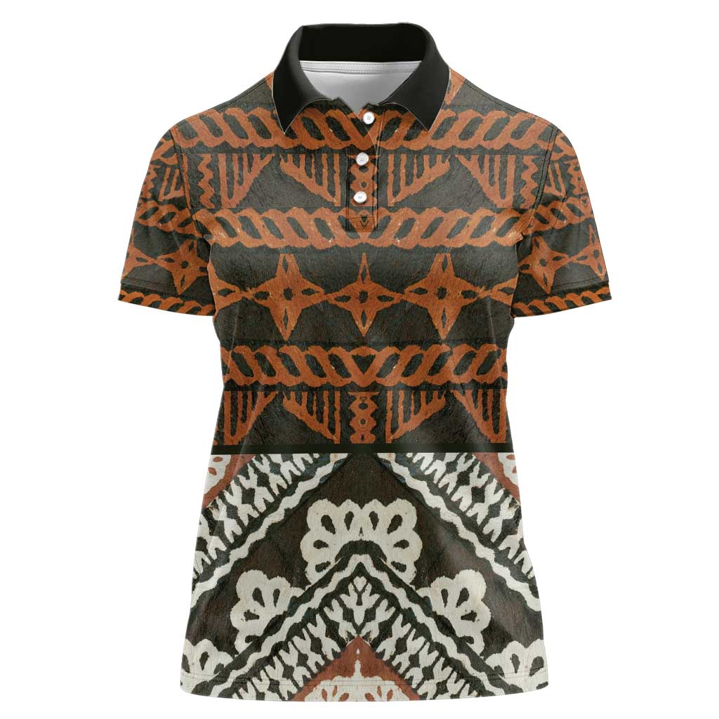 Bula Fiji Tapa Women Polo Shirt Fijian Masi Vintage Vibes - Polynesian Pride
