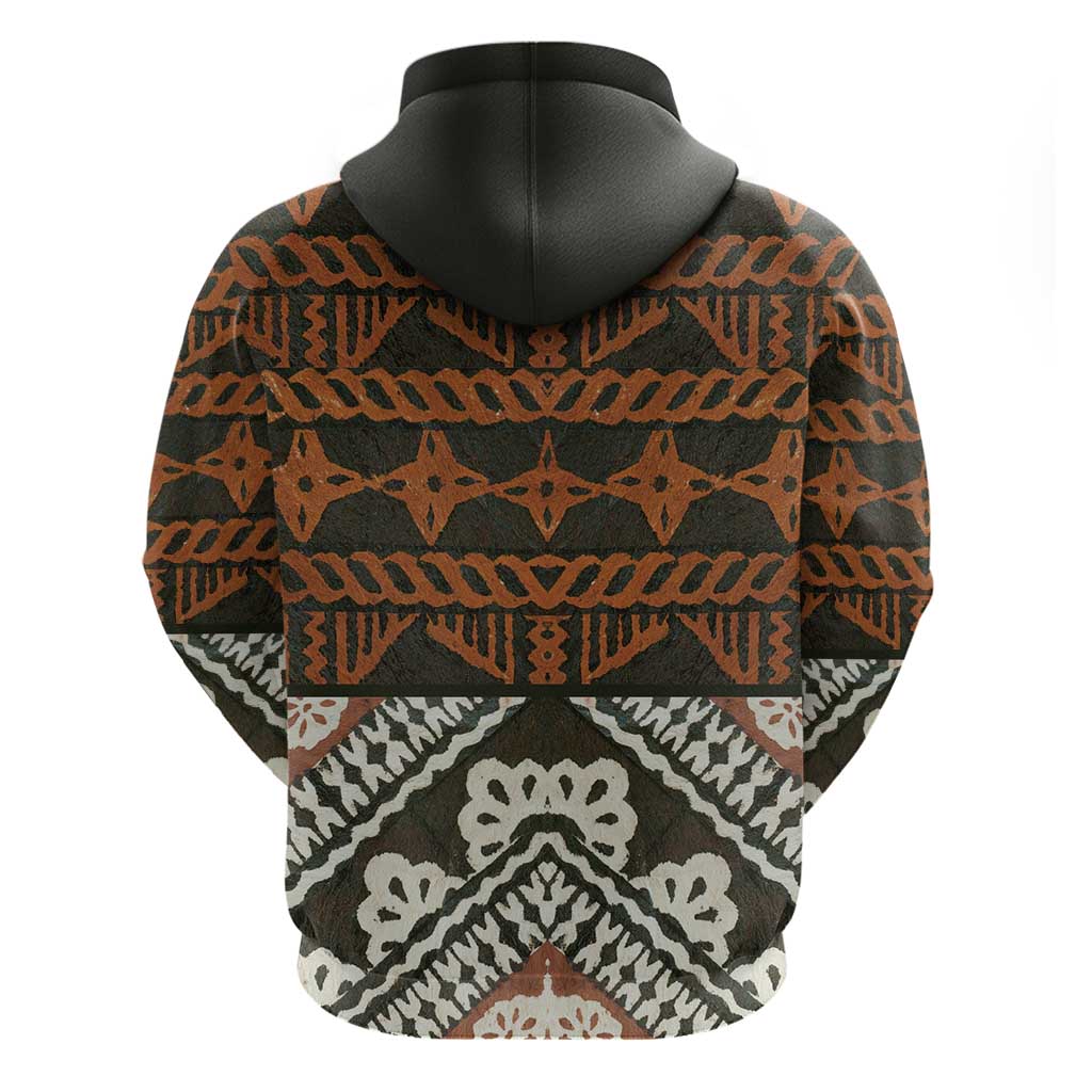 Bula Fiji Tapa Zip Hoodie Fijian Masi Vintage Vibes - Polynesian Pride