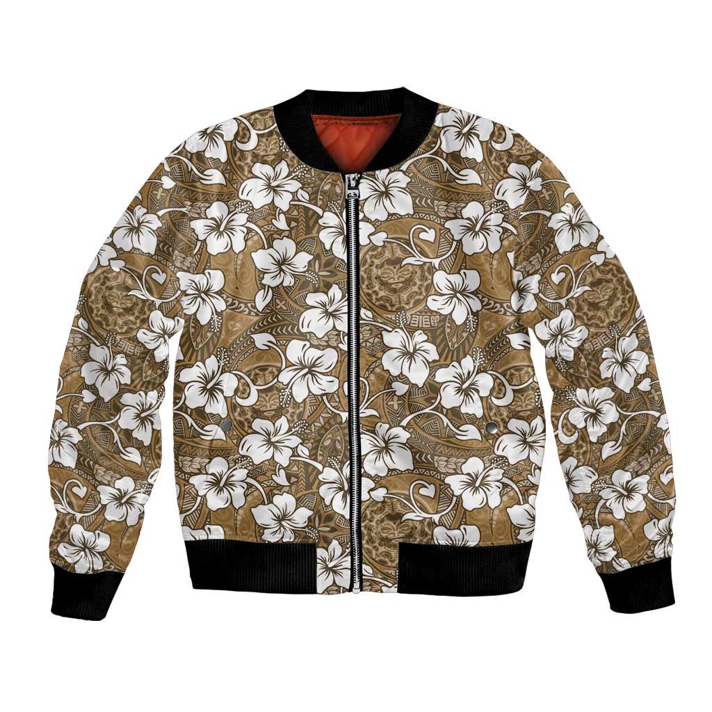 Kuvui Bula Fiji Bomber Jacket Fijian Tapa Seamless Hibiscus - Polynesian Pride