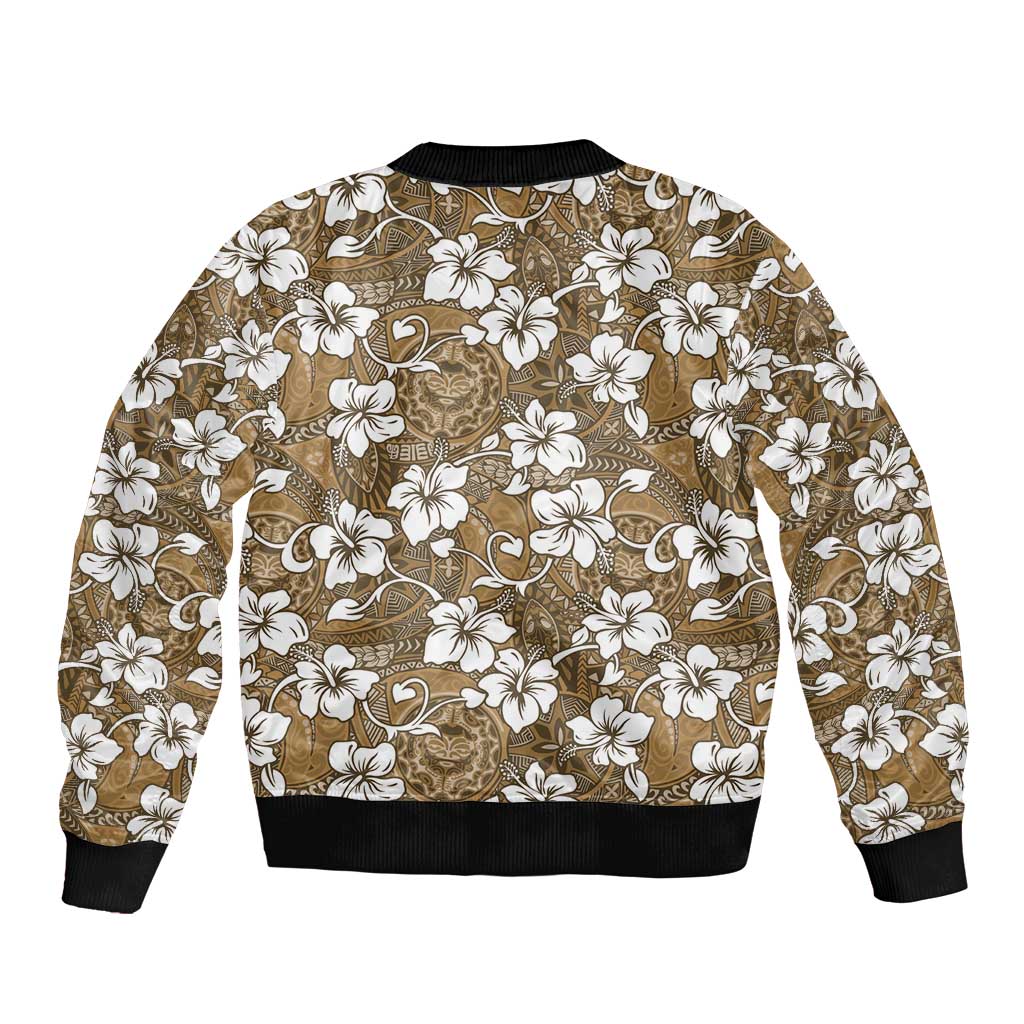 Kuvui Bula Fiji Bomber Jacket Fijian Tapa Seamless Hibiscus - Polynesian Pride