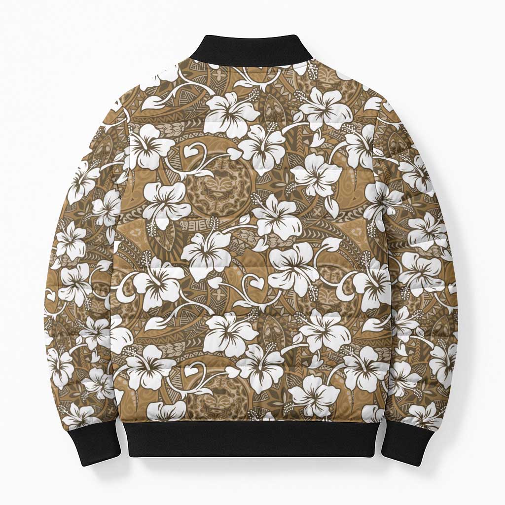 Kuvui Bula Fiji Bomber Puffer Jacket Fijian Tapa Seamless Hibiscus - Polynesian Pride