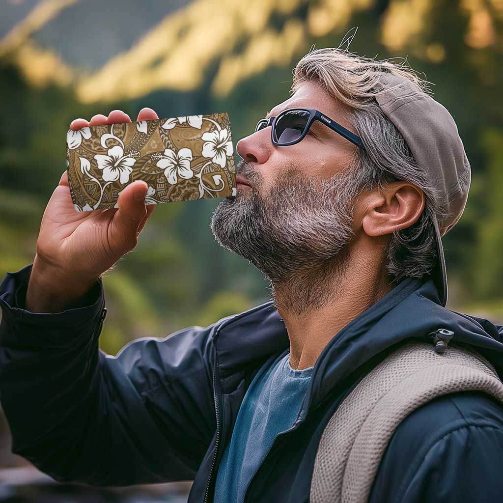 Kuvui Bula Fiji 4 in 1 Can Cooler Tumbler Fijian Tapa Seamless Hibiscus - Polynesian Pride