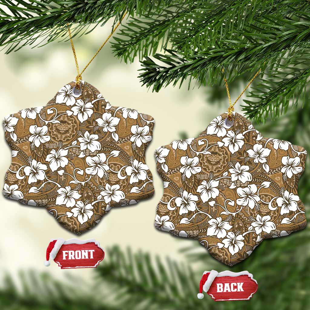 Kuvui Bula Fiji Ceramic Ornament Fijian Tapa Seamless Hibiscus - Polynesian Pride