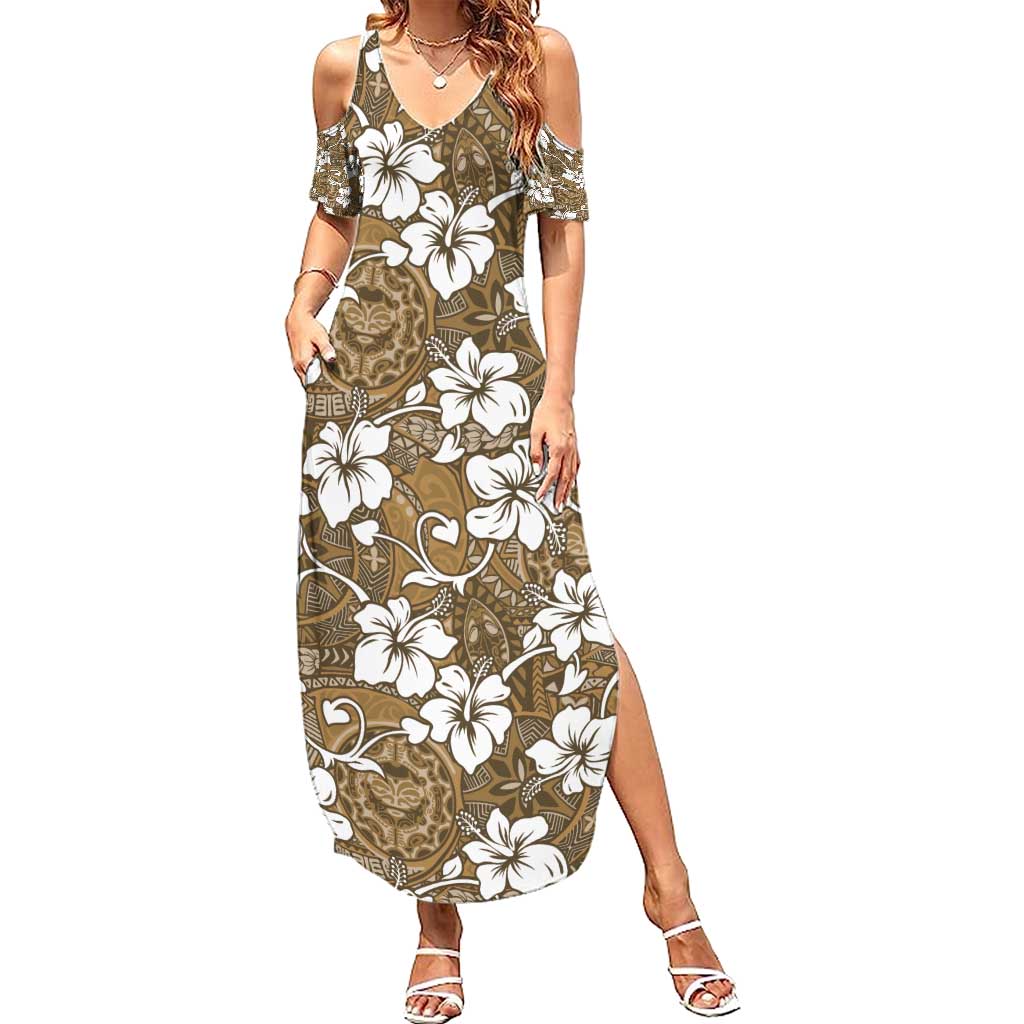 Kuvui Bula Fiji Family Matching Summer Maxi Dress and Hawaiian Shirt Fijian Tapa Seamless Hibiscus - Polynesian Pride