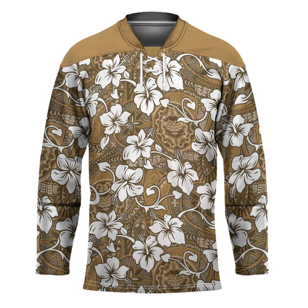 Kuvui Bula Fiji Hockey Jersey Fijian Tapa Seamless Hibiscus - Polynesian Pride