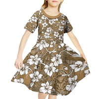 Kuvui Bula Fiji Kid Short Sleeve Dress Fijian Tapa Seamless Hibiscus - Polynesian Pride