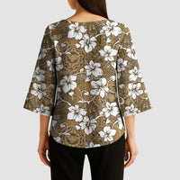 Kuvui Bula Fiji Kimono Sleeve Blouse Fijian Tapa Seamless Hibiscus - Polynesian Pride