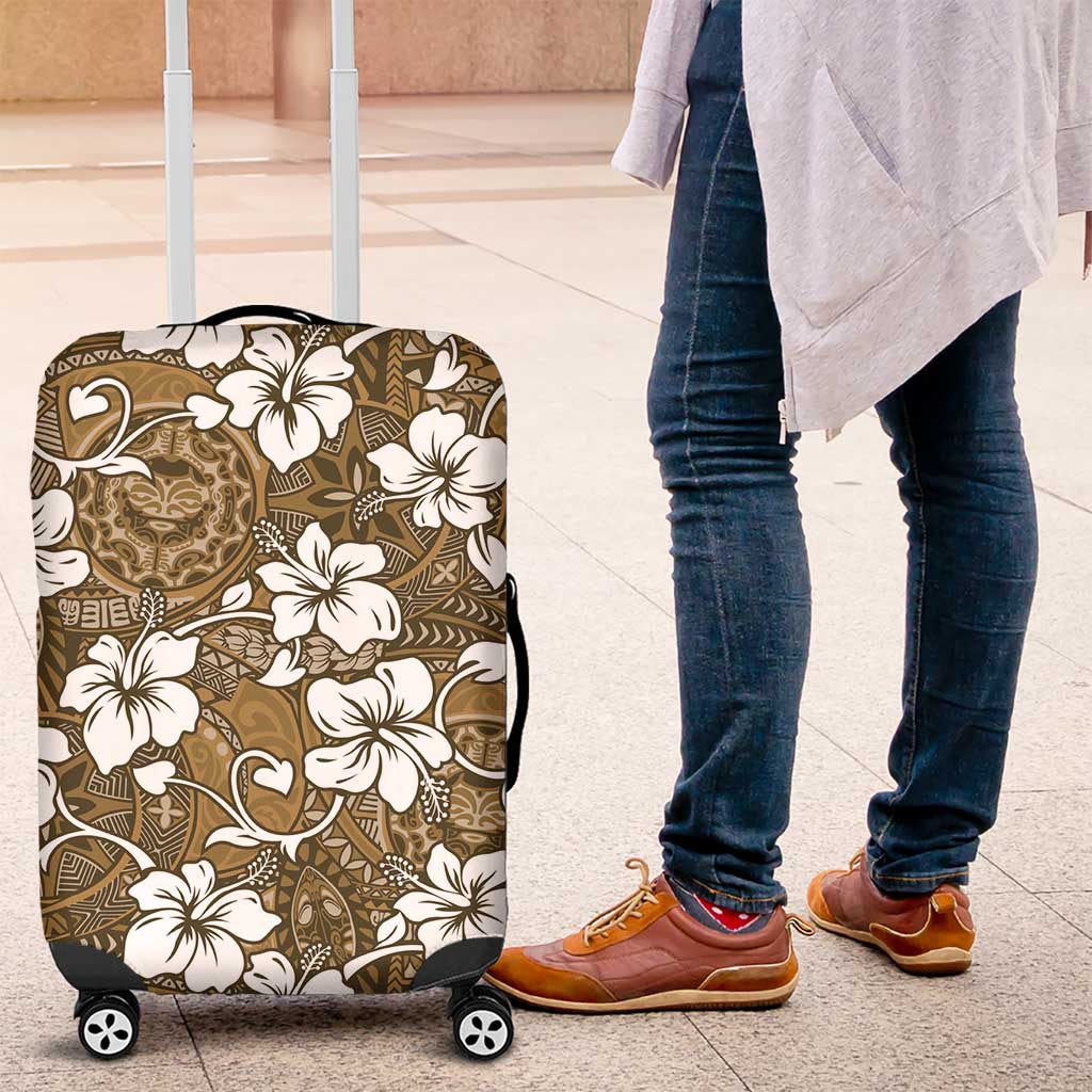 Kuvui Bula Fiji Luggage Cover Fijian Tapa Seamless Hibiscus - Polynesian Pride