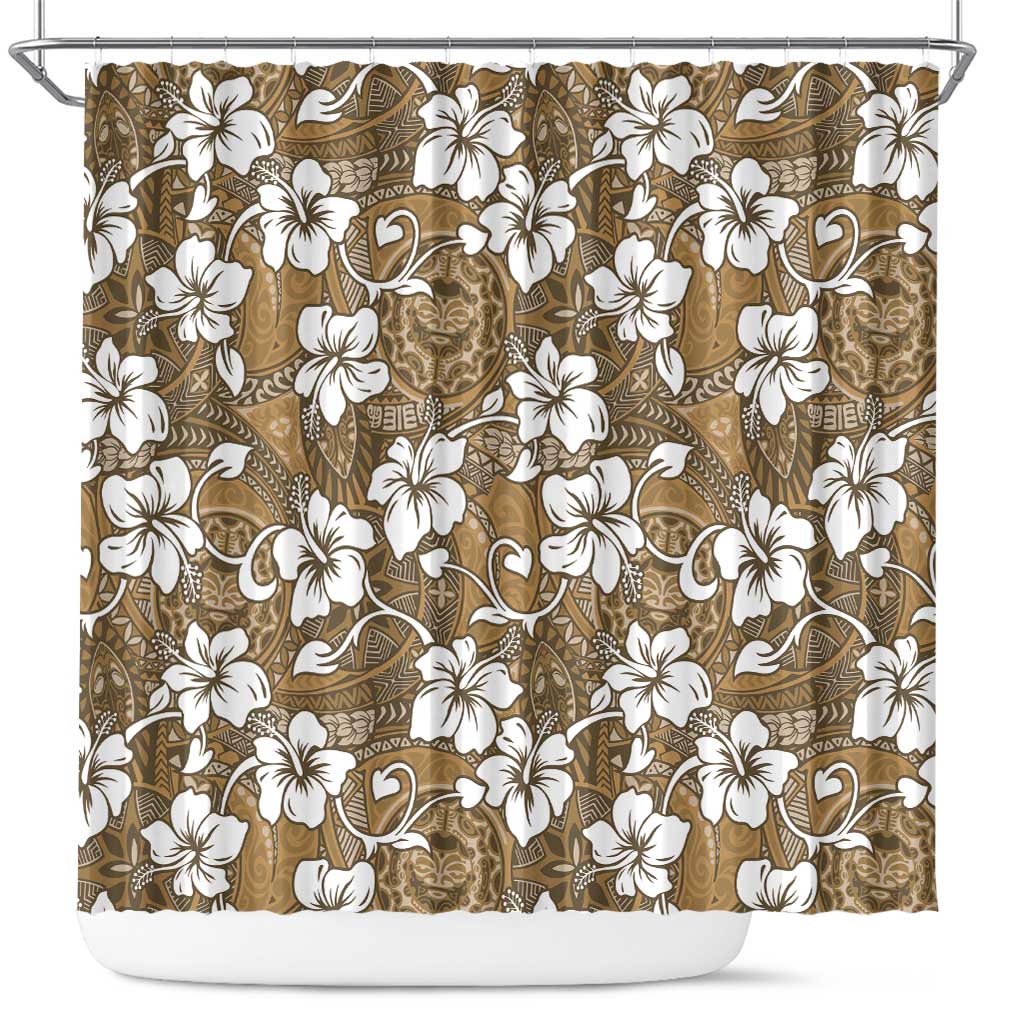Kuvui Bula Fiji Shower Curtain Fijian Tapa Seamless Hibiscus - Polynesian Pride