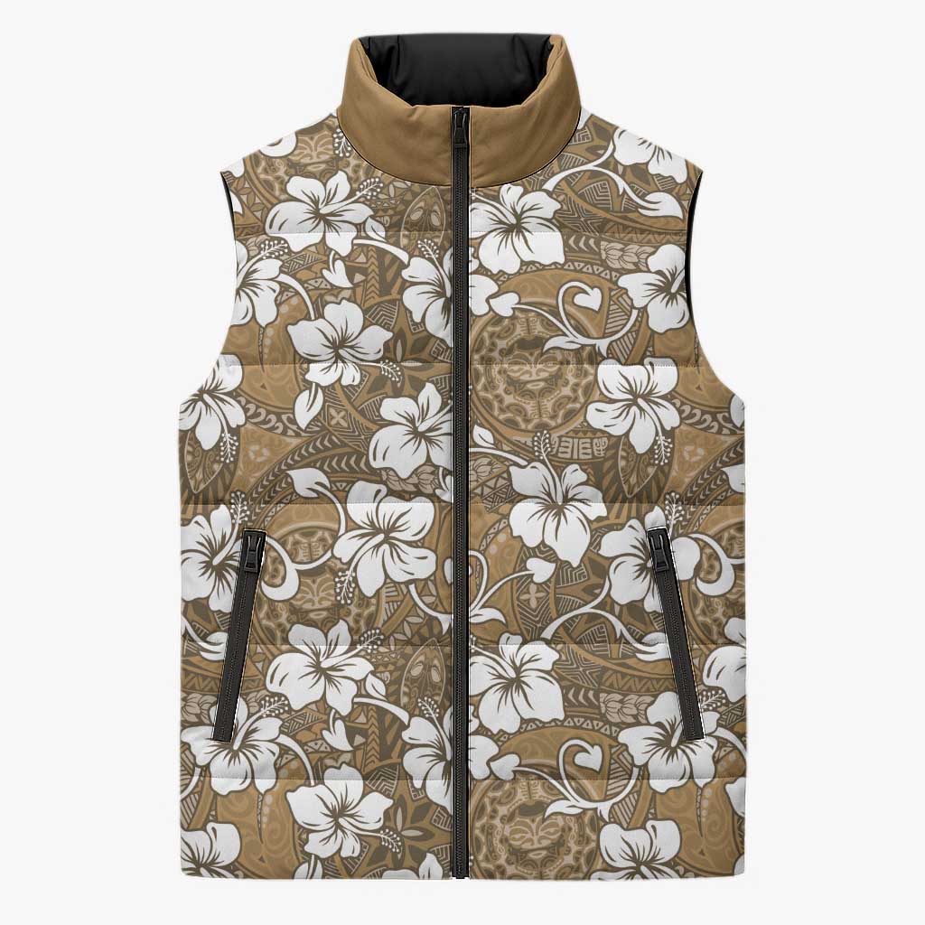 Kuvui Bula Fiji Sleeveless Puffer Jacket Fijian Tapa Seamless Hibiscus - Polynesian Pride