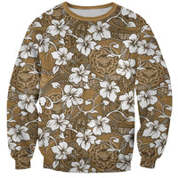 Kuvui Bula Fiji Sweatshirt Fijian Tapa Seamless Hibiscus LT14 Unisex Brown - Polynesian Pride