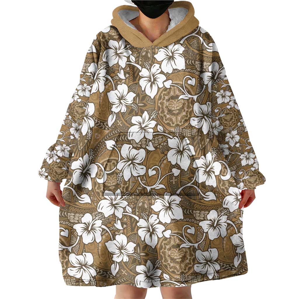Kuvui Bula Fiji Wearable Blanket Hoodie Fijian Tapa Seamless Hibiscus - Polynesian Pride