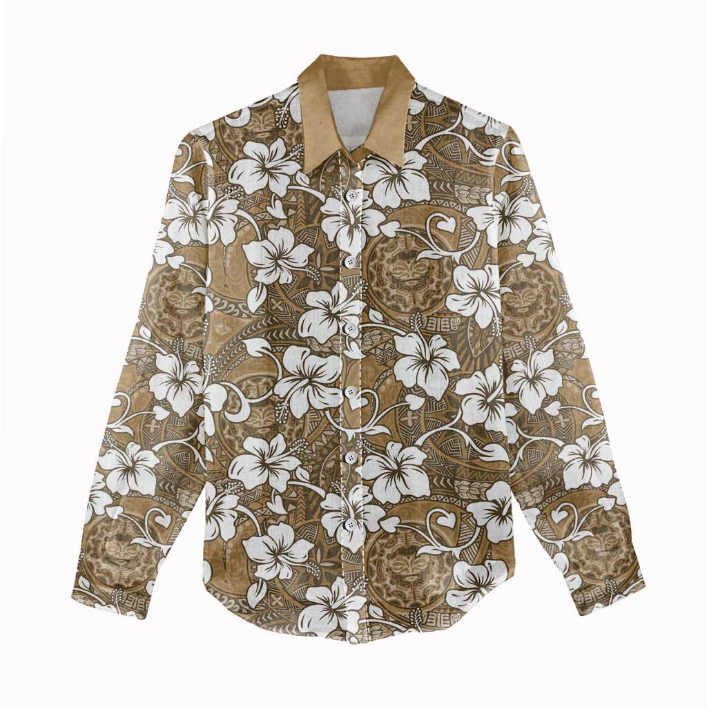 Kuvui Bula Fiji Women Casual Shirt Fijian Tapa Seamless Hibiscus - Polynesian Pride