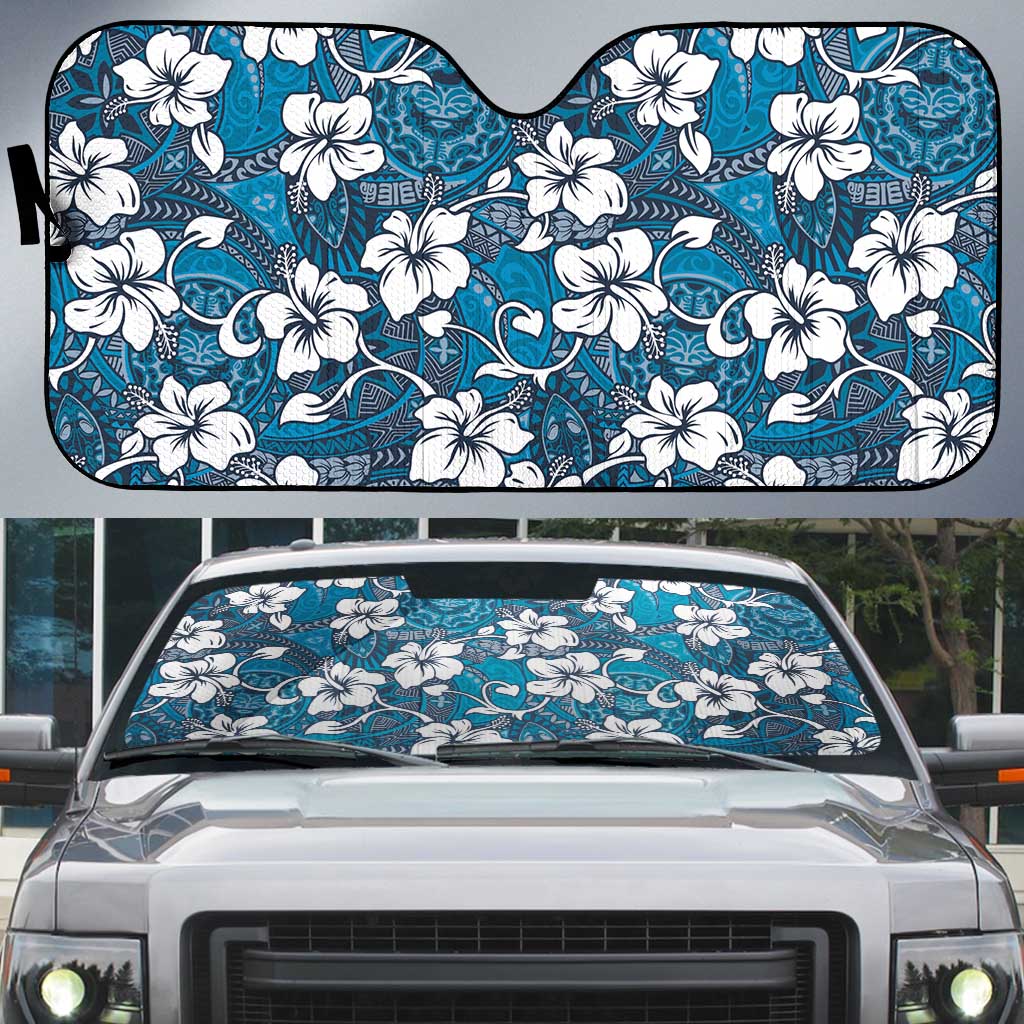 Karakarawa Bula Fiji Auto Sun Shade Fijian Tapa Seamless Hibiscus - Polynesian Pride