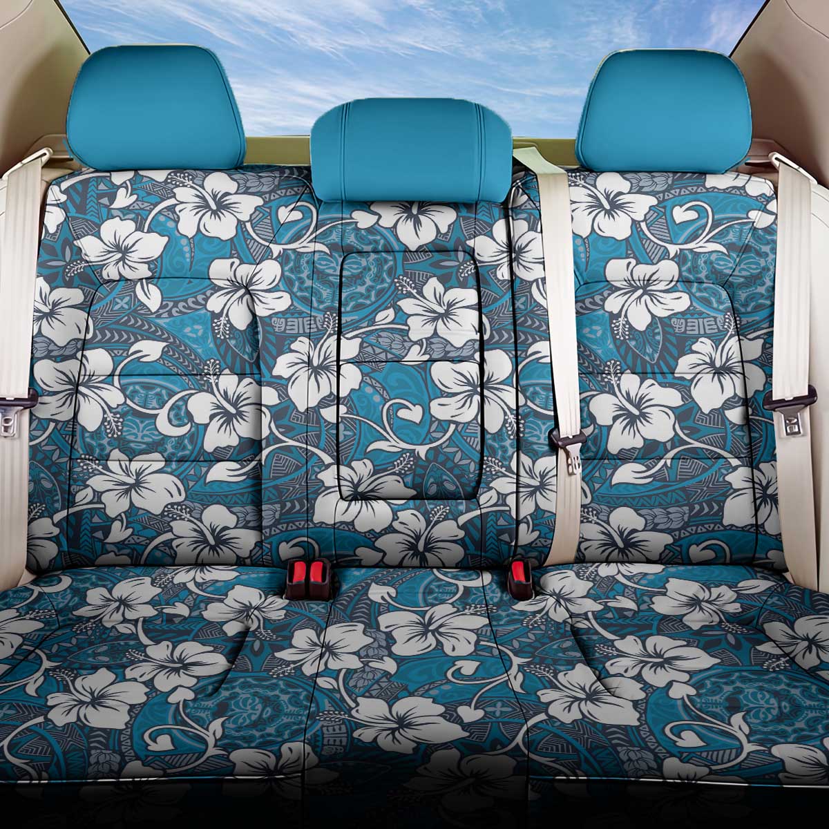 Karakarawa Bula Fiji Back Car Seat Cover Fijian Tapa Seamless Hibiscus - Polynesian Pride