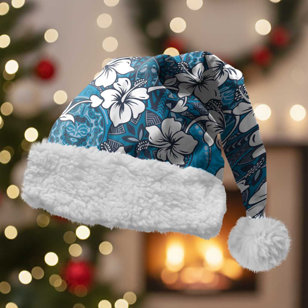 Karakarawa Bula Fiji Christmas Santa Hat Fijian Tapa Seamless Hibiscus - Polynesian Pride
