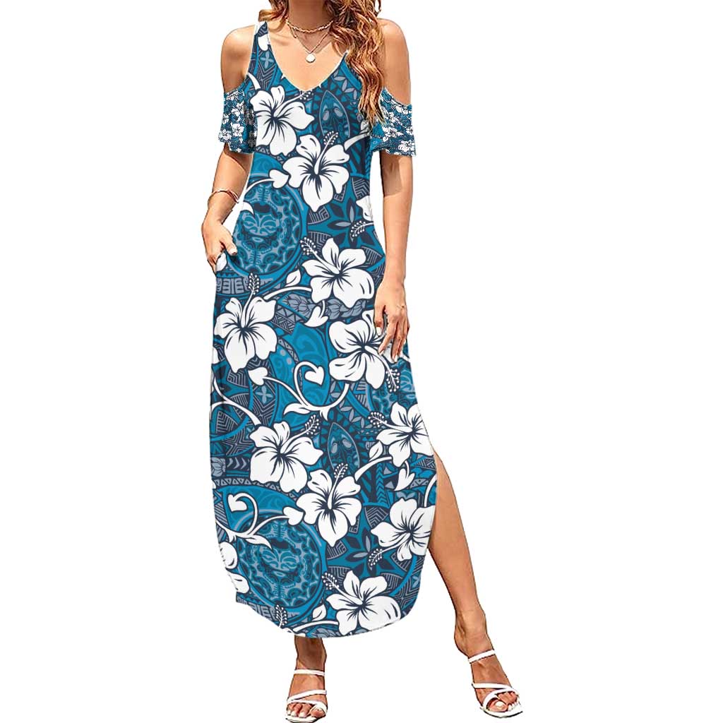 Karakarawa Bula Fiji Family Matching Summer Maxi Dress and Hawaiian Shirt Fijian Tapa Seamless Hibiscus - Polynesian Pride