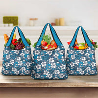 Karakarawa Bula Fiji Grocery Bag Fijian Tapa Seamless Hibiscus LT14 3-pack One Size Blue - Polynesian Pride