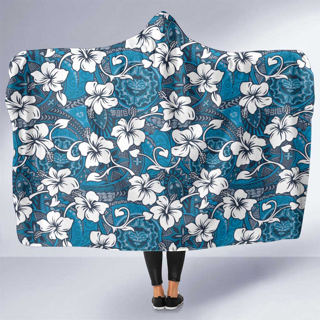 Karakarawa Bula Fiji Hooded Blanket Fijian Tapa Seamless Hibiscus - Polynesian Pride