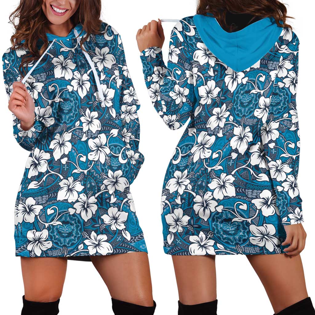 Karakarawa Bula Fiji Hoodie Dress Fijian Tapa Seamless Hibiscus - Polynesian Pride