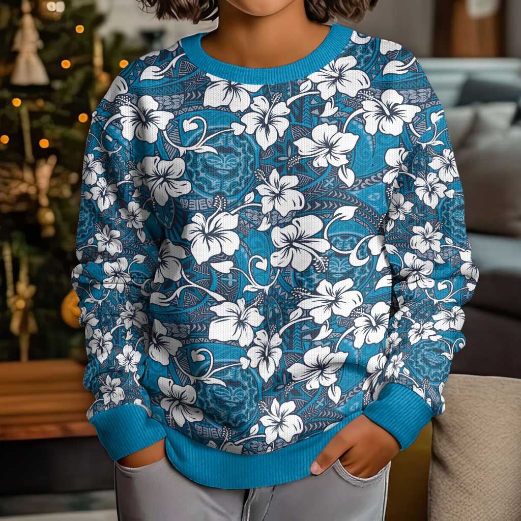 Karakarawa Bula Fiji Kid Ugly Christmas Sweater Fijian Tapa Seamless Hibiscus - Polynesian Pride