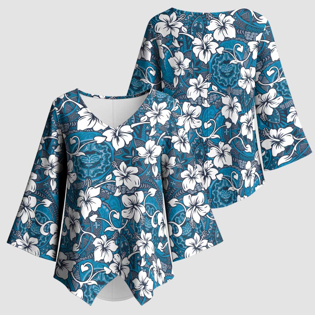 Karakarawa Bula Fiji Kimono Sleeve Blouse Fijian Tapa Seamless Hibiscus - Polynesian Pride