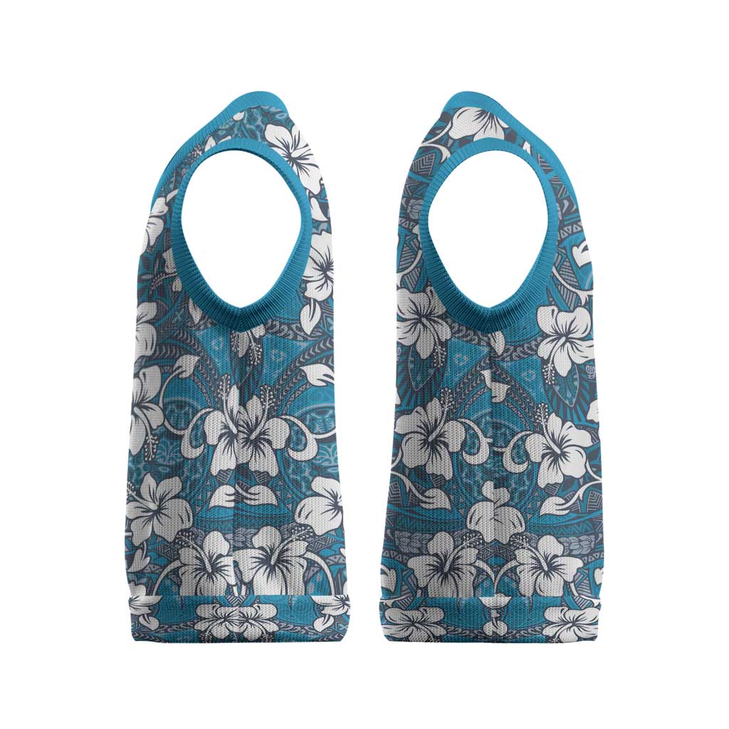 Karakarawa Bula Fiji Christmas Knitted V-Neck Vest Fijian Tapa Seamless Hibiscus - Polynesian Pride