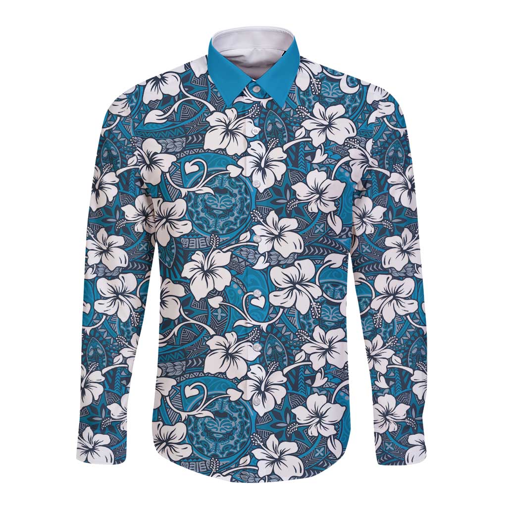 Karakarawa Bula Fiji Long Sleeve Button Shirt Fijian Tapa Seamless Hibiscus - Polynesian Pride