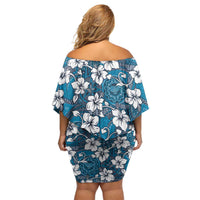 Karakarawa Bula Fiji Off Shoulder Short Dress Fijian Tapa Seamless Hibiscus - Polynesian Pride