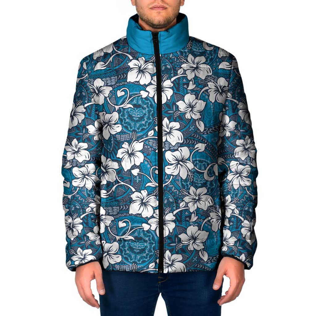 Karakarawa Bula Fiji Padded Jacket Fijian Tapa Seamless Hibiscus - Polynesian Pride