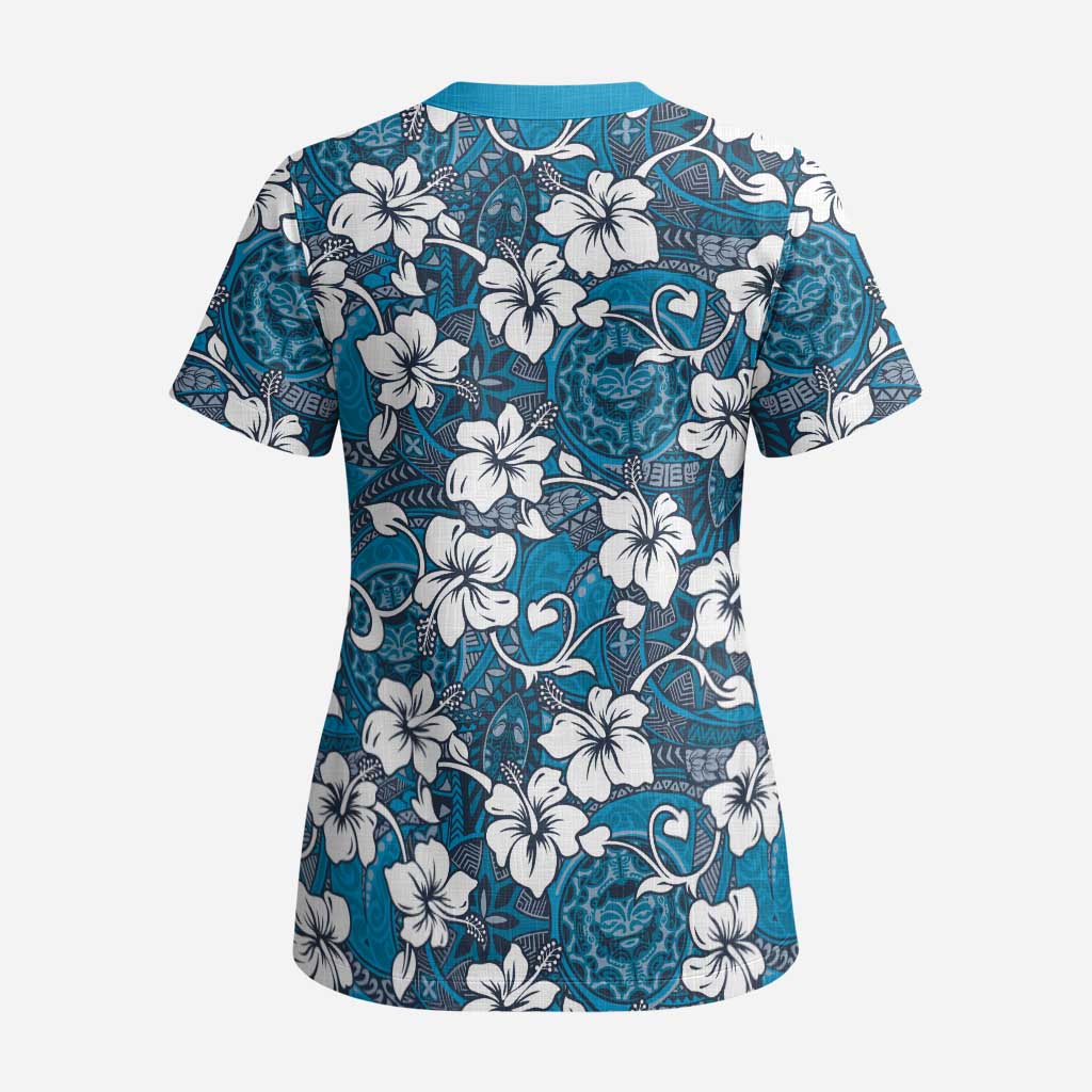 Karakarawa Bula Fiji Scrub Top Fijian Tapa Seamless Hibiscus - Polynesian Pride