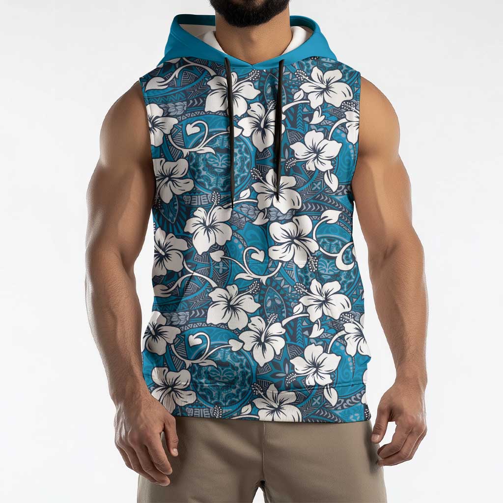 Karakarawa Bula Fiji Sleeveless Hoodie Fijian Tapa Seamless Hibiscus - Polynesian Pride