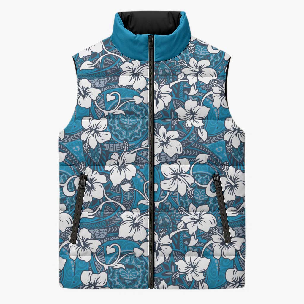 Karakarawa Bula Fiji Sleeveless Puffer Jacket Fijian Tapa Seamless Hibiscus - Polynesian Pride
