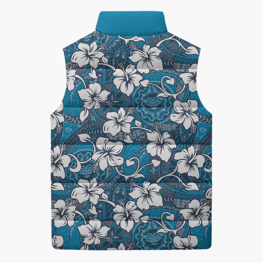 Karakarawa Bula Fiji Sleeveless Puffer Jacket Fijian Tapa Seamless Hibiscus - Polynesian Pride