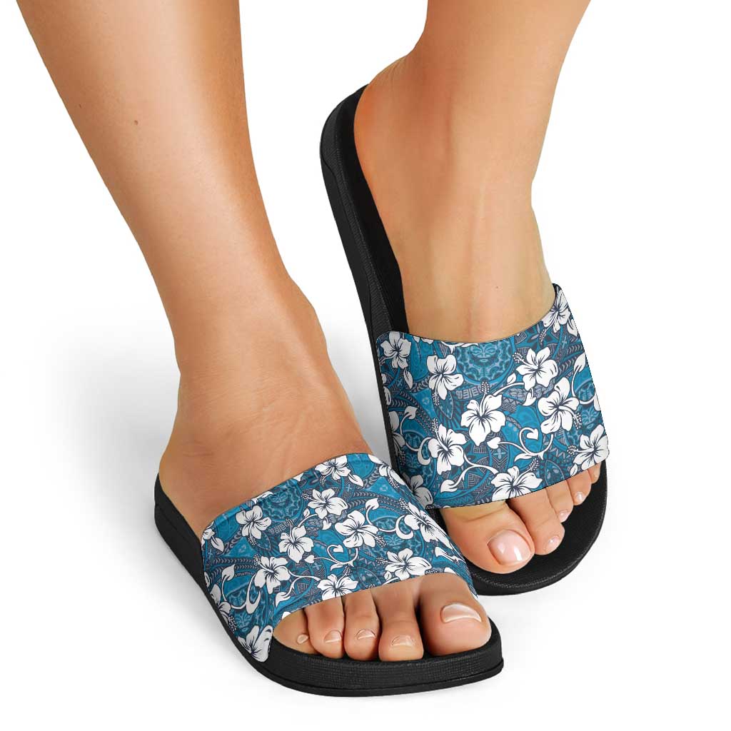Karakarawa Bula Fiji Slide Sandals Fijian Tapa Seamless Hibiscus LT14 - Polynesian Pride