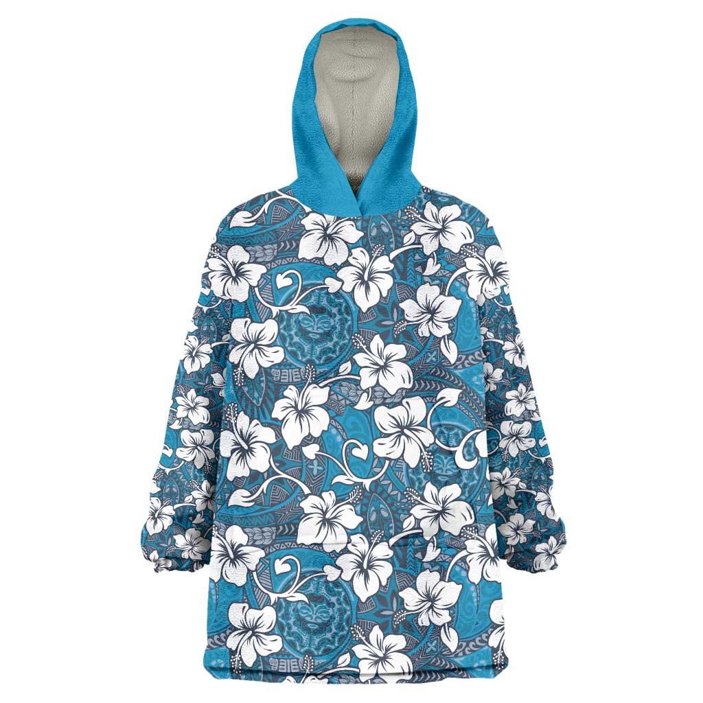 Karakarawa Bula Fiji Wearable Blanket Hoodie Fijian Tapa Seamless Hibiscus - Polynesian Pride