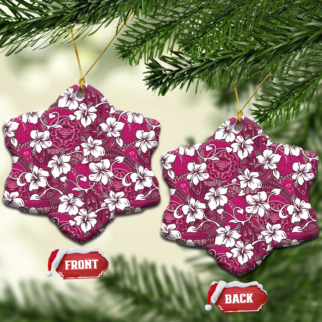 Piqi Bula Fiji Ceramic Ornament Fijian Tapa Seamless Hibiscus - Polynesian Pride