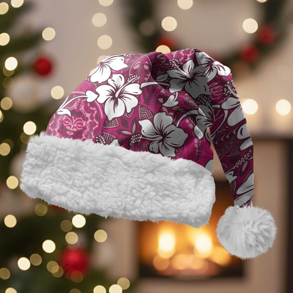 Piqi Bula Fiji Christmas Santa Hat Fijian Tapa Seamless Hibiscus - Polynesian Pride