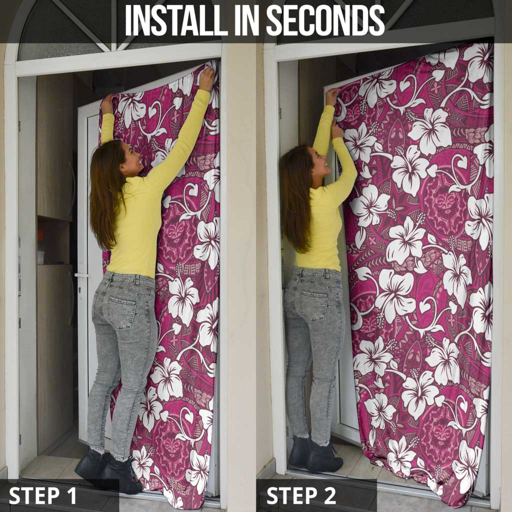 Piqi Bula Fiji Door Cover Fijian Tapa Seamless Hibiscus - Polynesian Pride